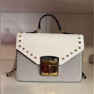Aldo White and Gray Studded Handbag
